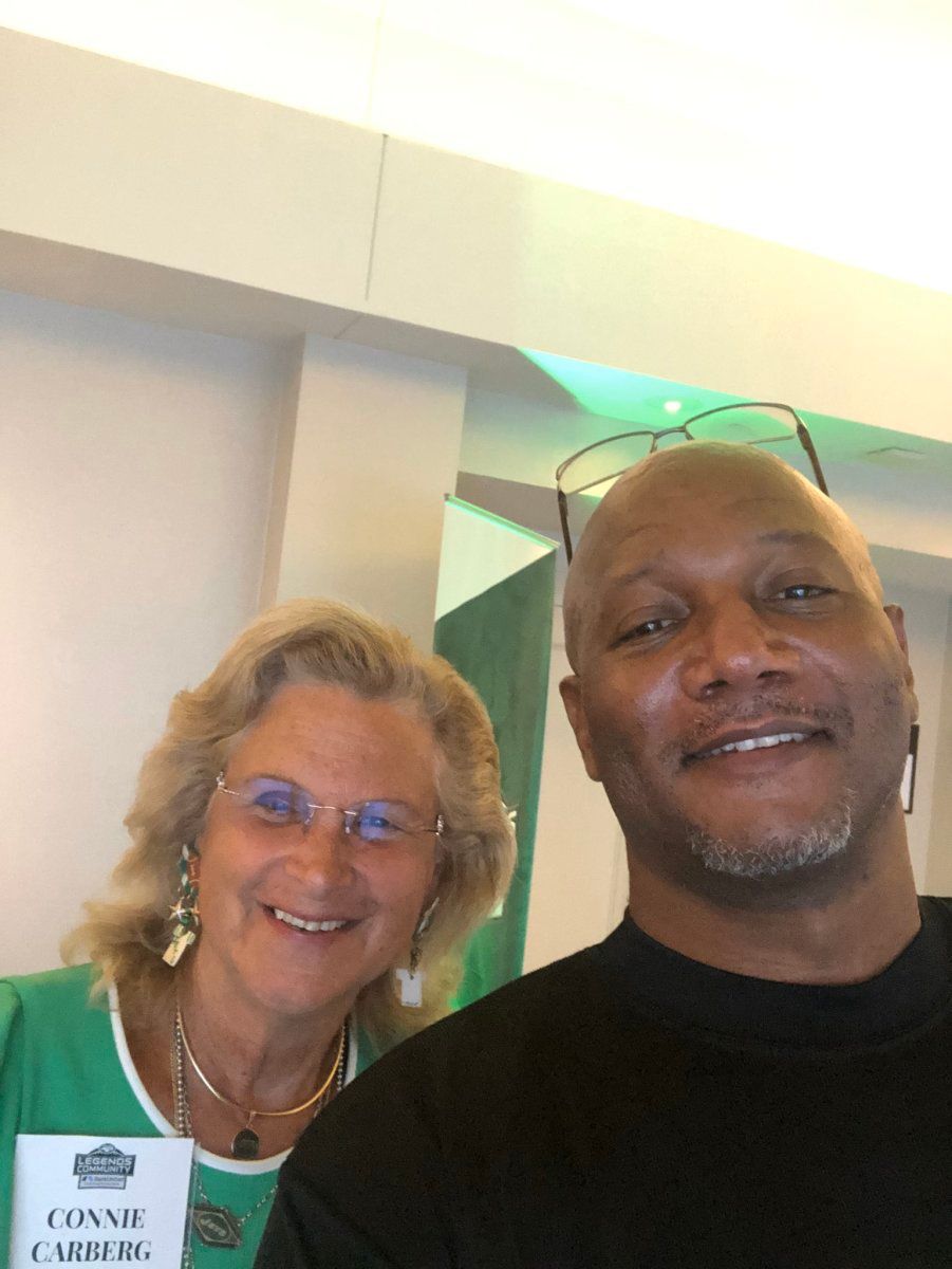 Rob Carpenter at the alumni event with former scout Connie Carberg