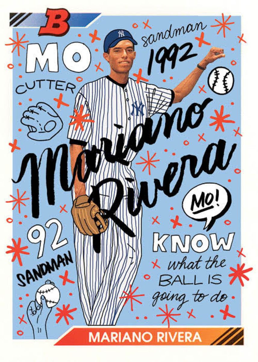 1992 Bowman Mariano Rivera card redesigned by Sophia Chang