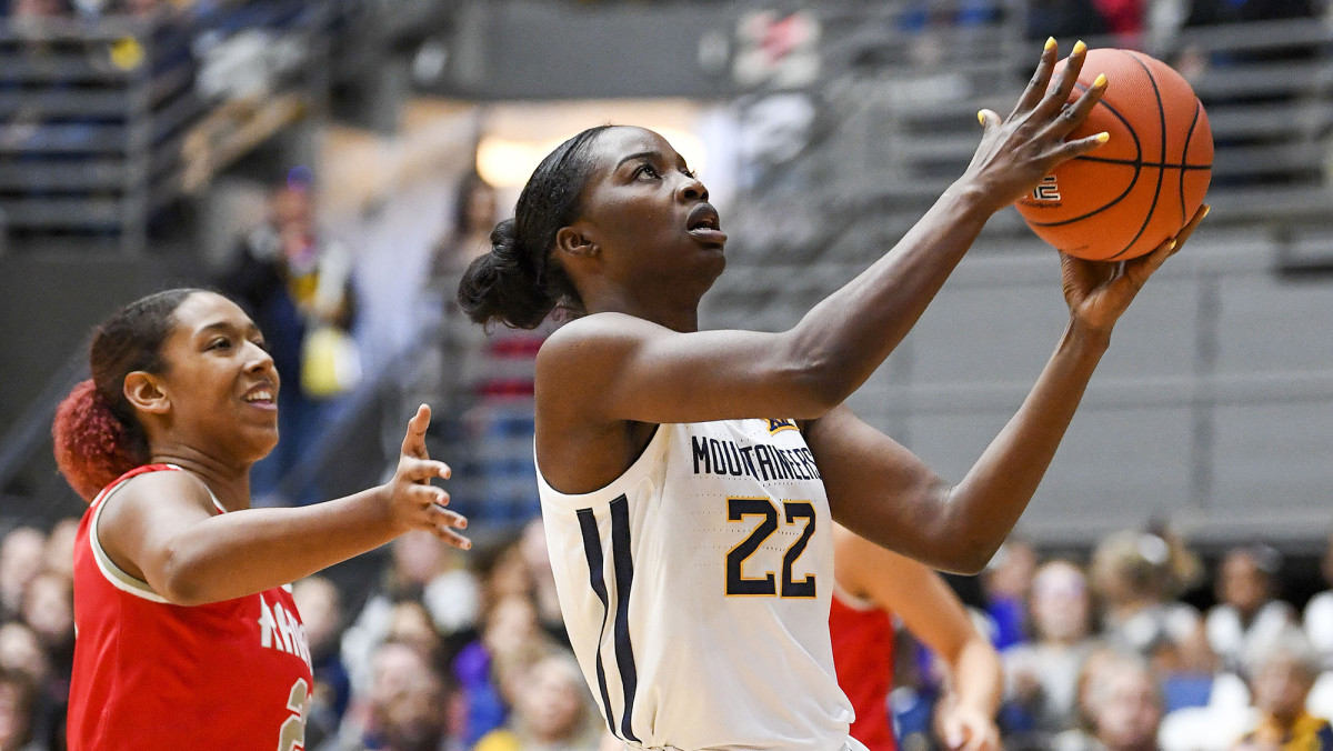 After a wending journey, Ejiofor ended up in Morgantown, where she started 20 games for the 17–12 Mountaineers.