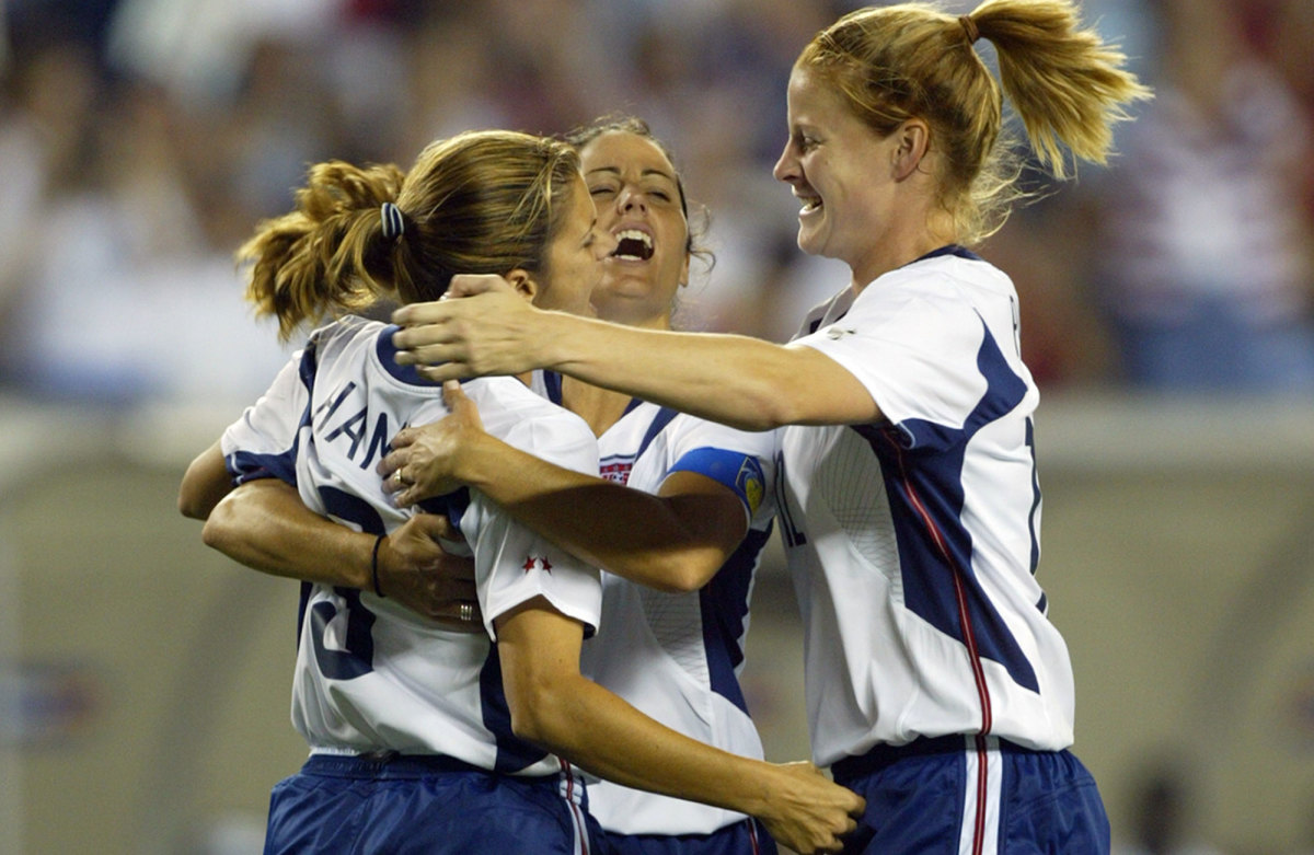 Mia Hamm, Julie Foudy and Cindy Parlow Cone