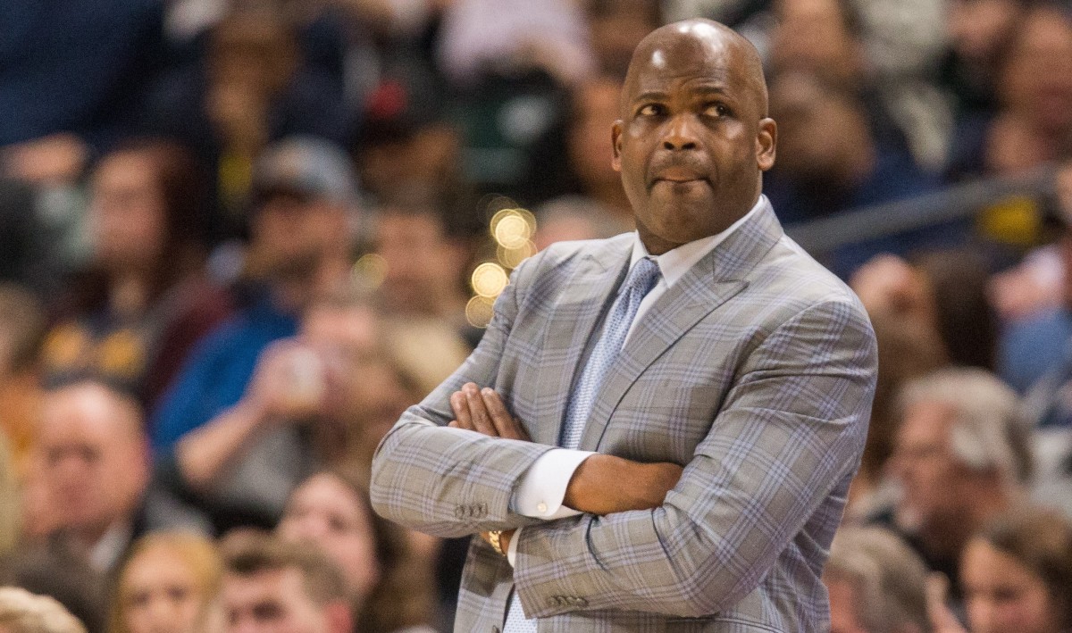 Indiana Pacers head coach Nate McMillan stands on the sideline during a game against the Orlando Magic at Bankers Life Fieldhouse.
