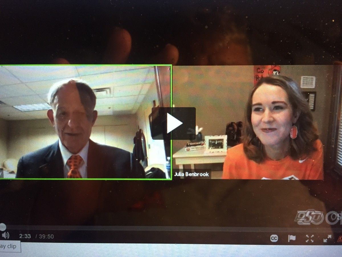 Oklahoma State athletics director Mike Holder with Julia Benbrook on The OSU Alumni Assocation Friday with the Family Program.