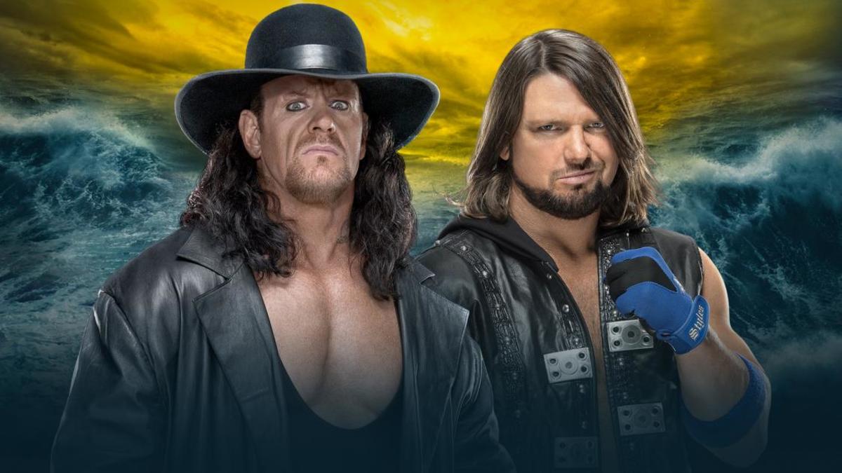 WWE WrestleMania 36 promotional image featuring The Undertaker and AJ Styles