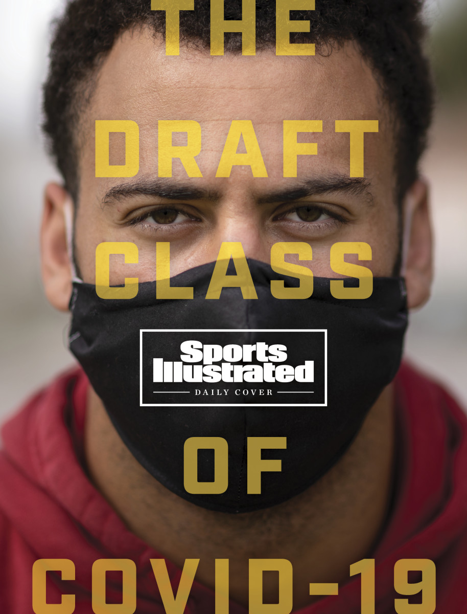 Pittman Jr., photographed at distance, in his mother-made mask.