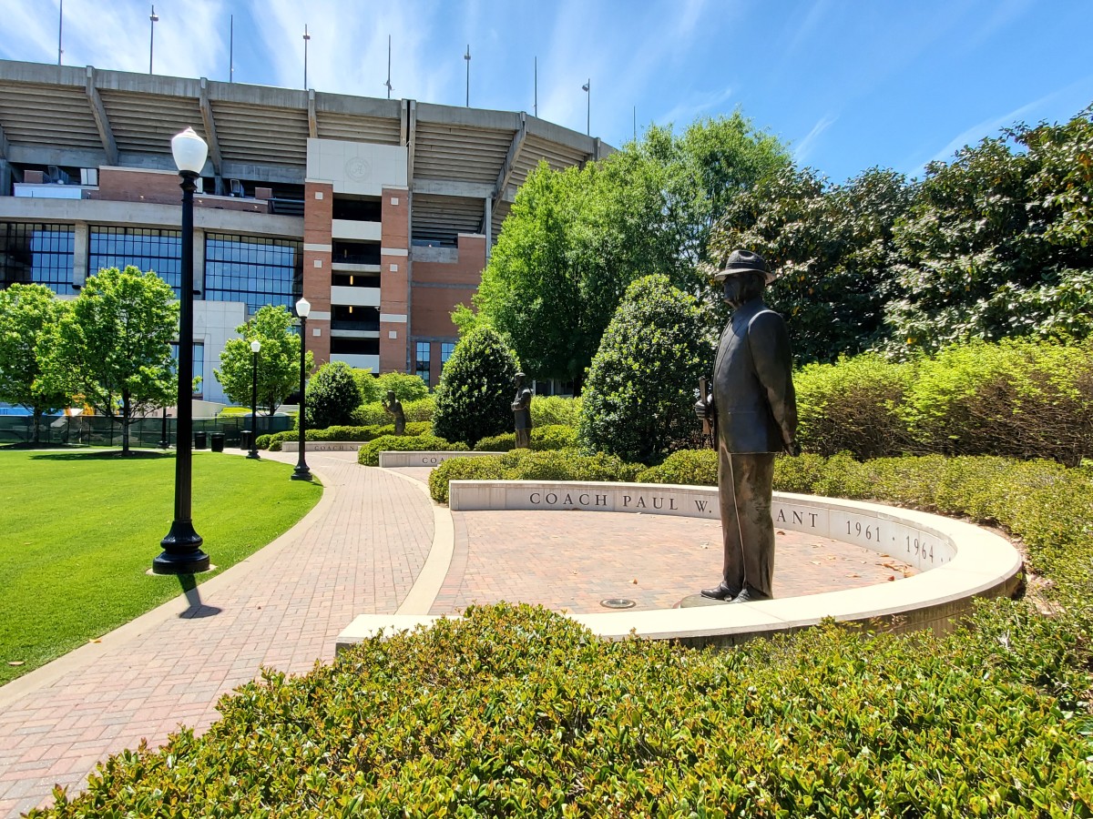 Bear Bryant statue on the Walk of Champions