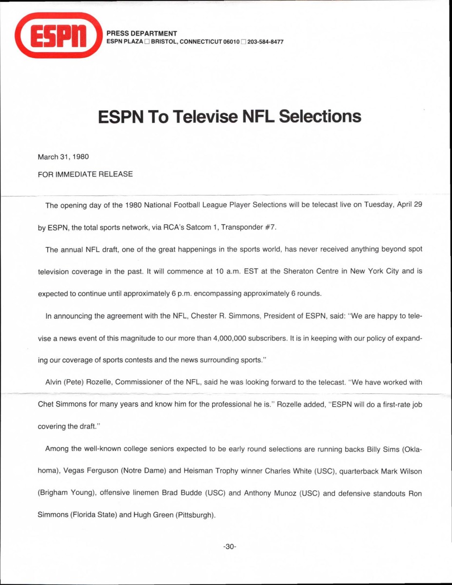 ESPN's press release.