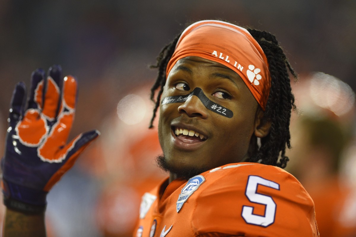 Clemson wide receiver Tee Higgins, shown after a 2019 game, is considered among the top-10 players at his position in the NFL draft.