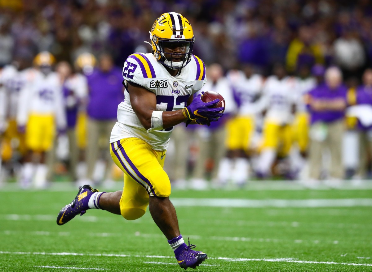 LSU running back Clyde Edwards-Helaire, shown in January's FBS National Championship Game in New Orleans, is considered a top-five player at his position in the NFL draft.
