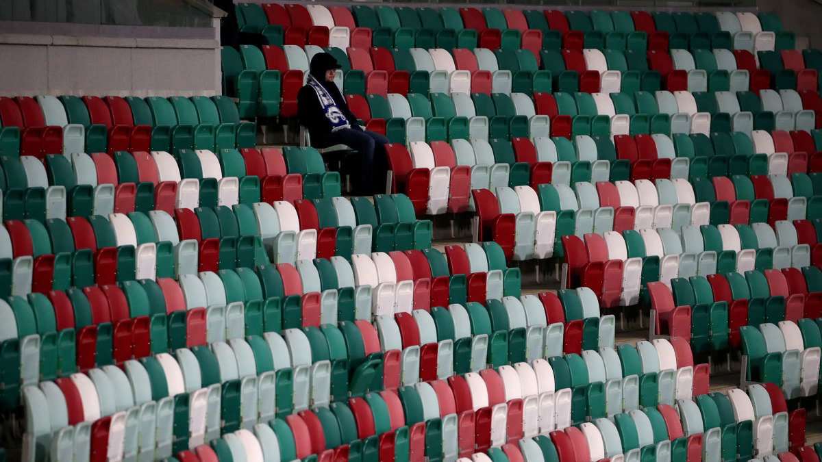 Belarus's soccer league plays on