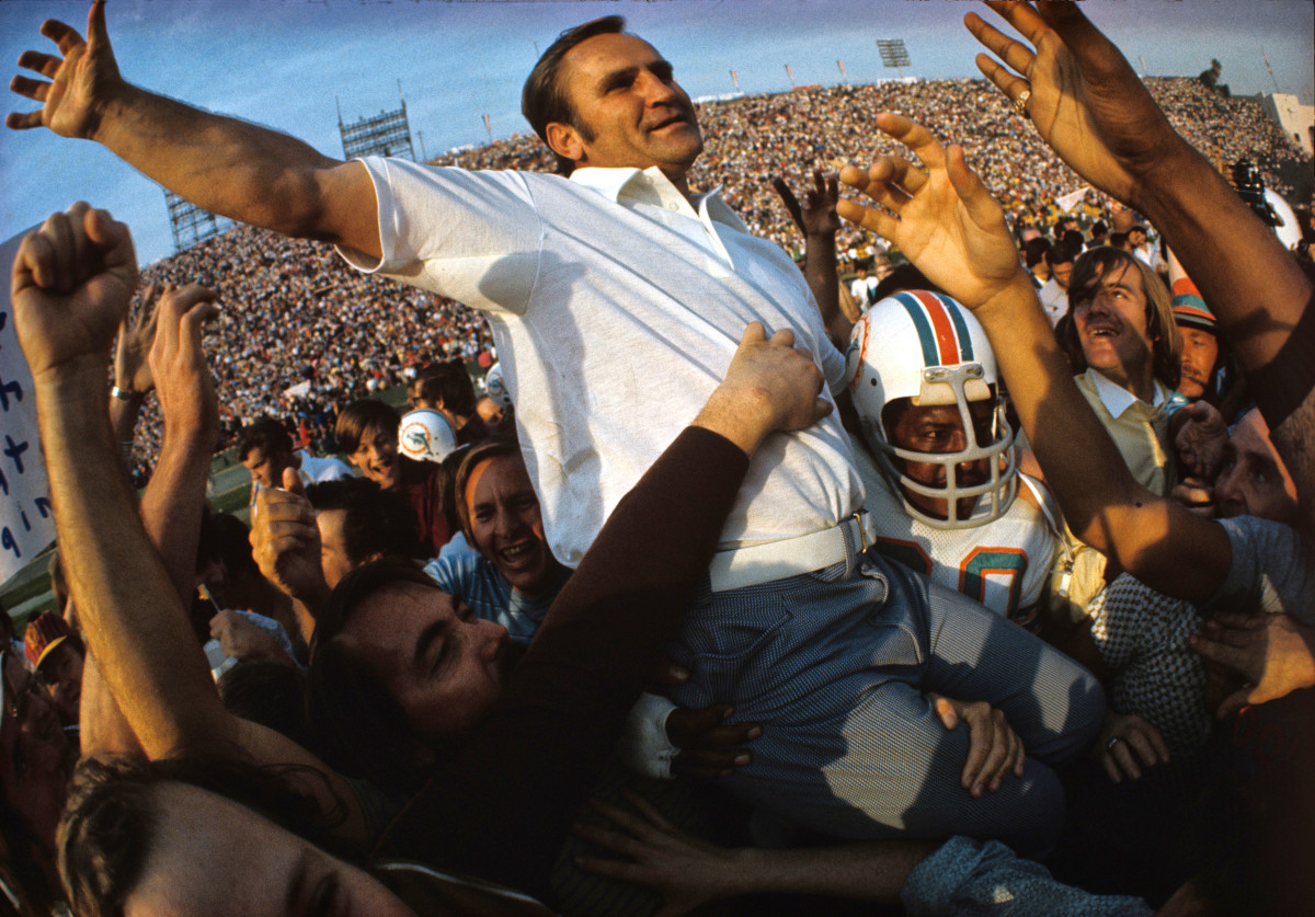 Don Shula victory ride after Super Bowl VII