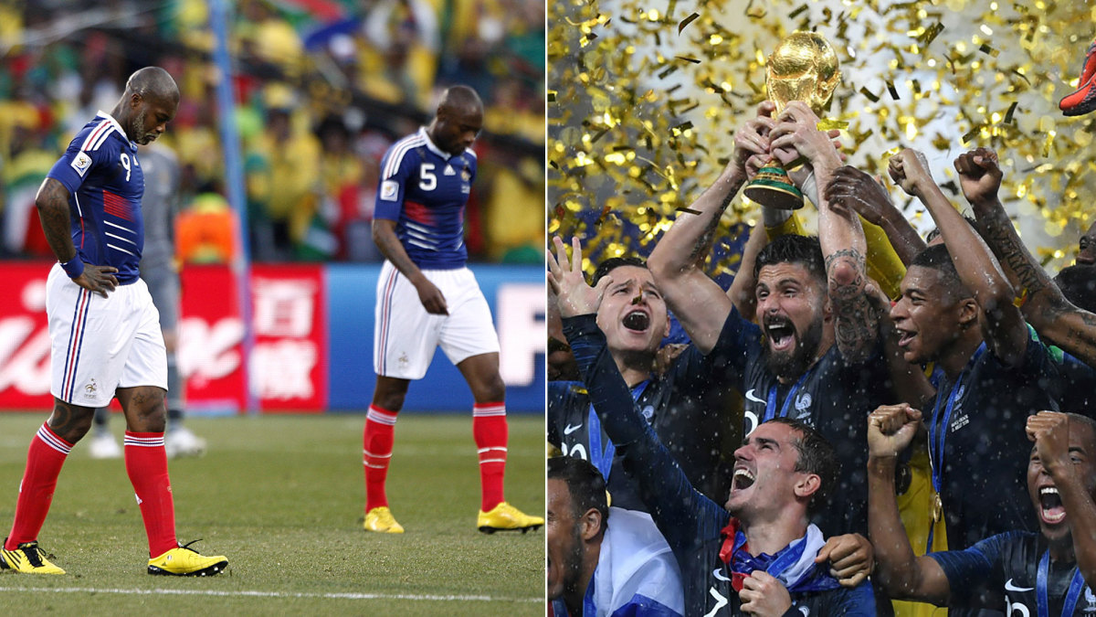 France flamed out of the 2010 World Cup but won it all in 2018