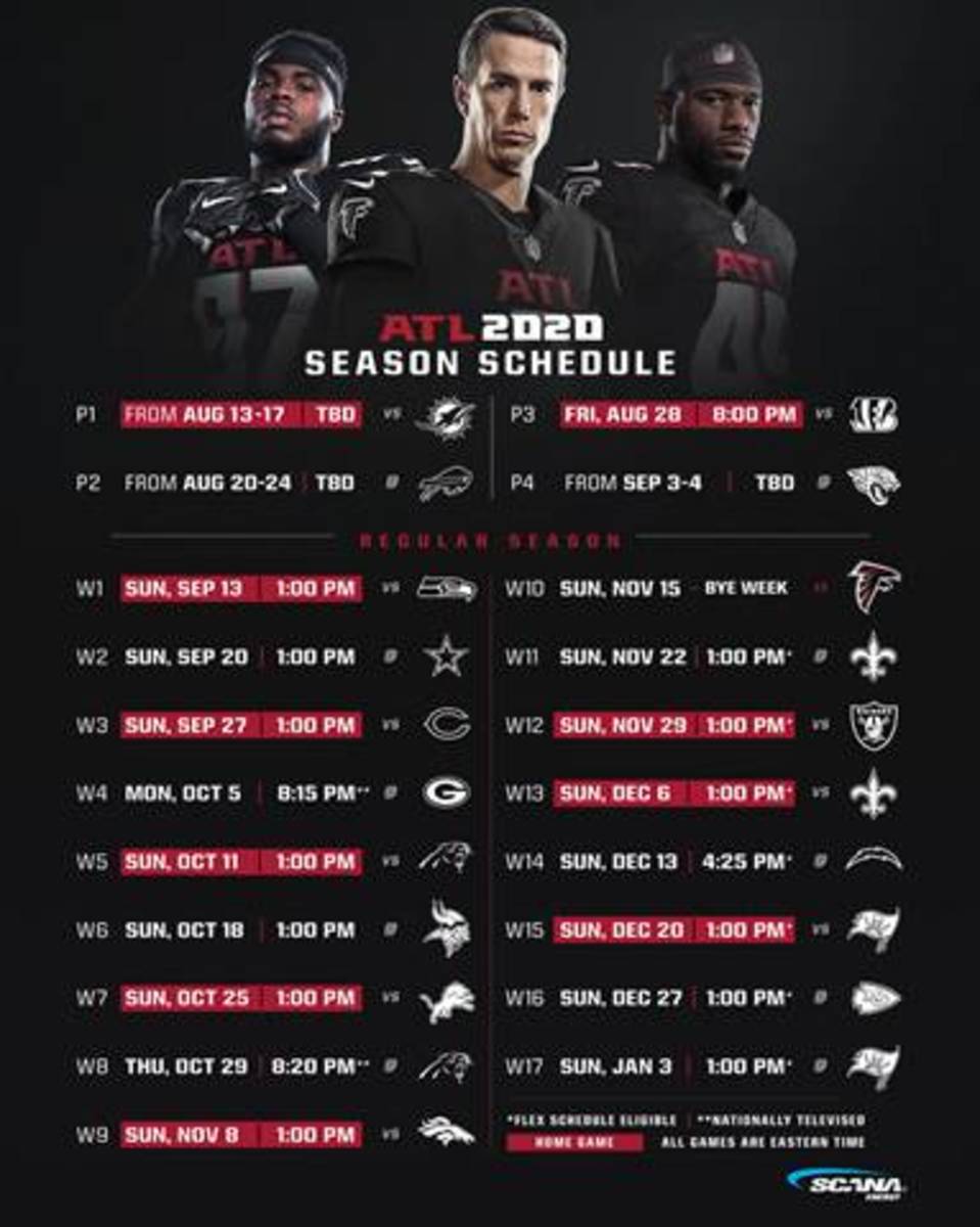 Atlanta Falcons 2020 Season Schedule