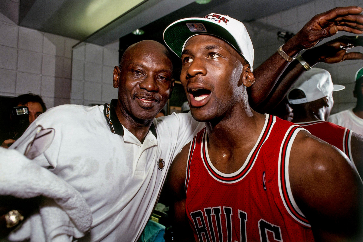 James and Michael after the Bulls completed their first three-peat, in 1993.