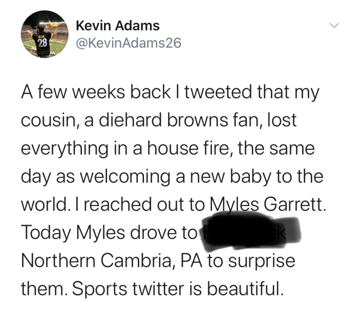 Cousin of the family tweets out