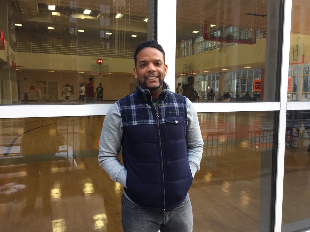 Aaron Watkins outside the gym where he would play basketball with Michael Jordan