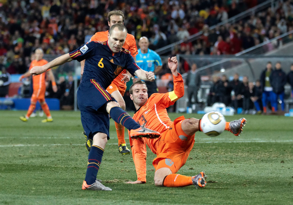 Andres Iniesta scores the 2010 World Cup-winning goal