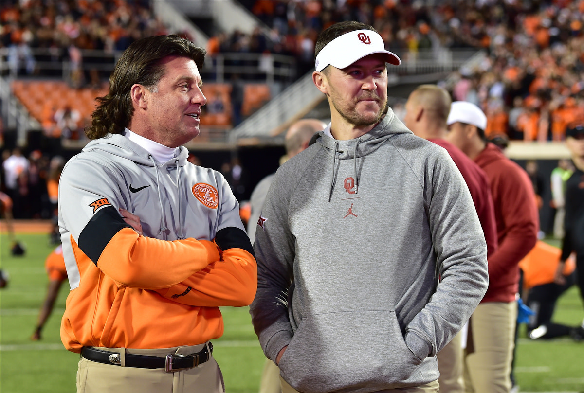 It appears the Cowboys Mike Gundy and the Sooners LIncoln Riley are on opposite sides of the issue of when to bring football student-athletes back to campus. 