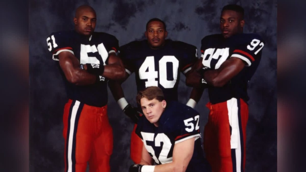 In the 1992 season, Illinois had four linebackers (Kevin Hardy, back left; Dana Howard, back middle; Simeon Rice, back right; John Holecek, front middle) on its roster that would eventually all be named as All-America selections.