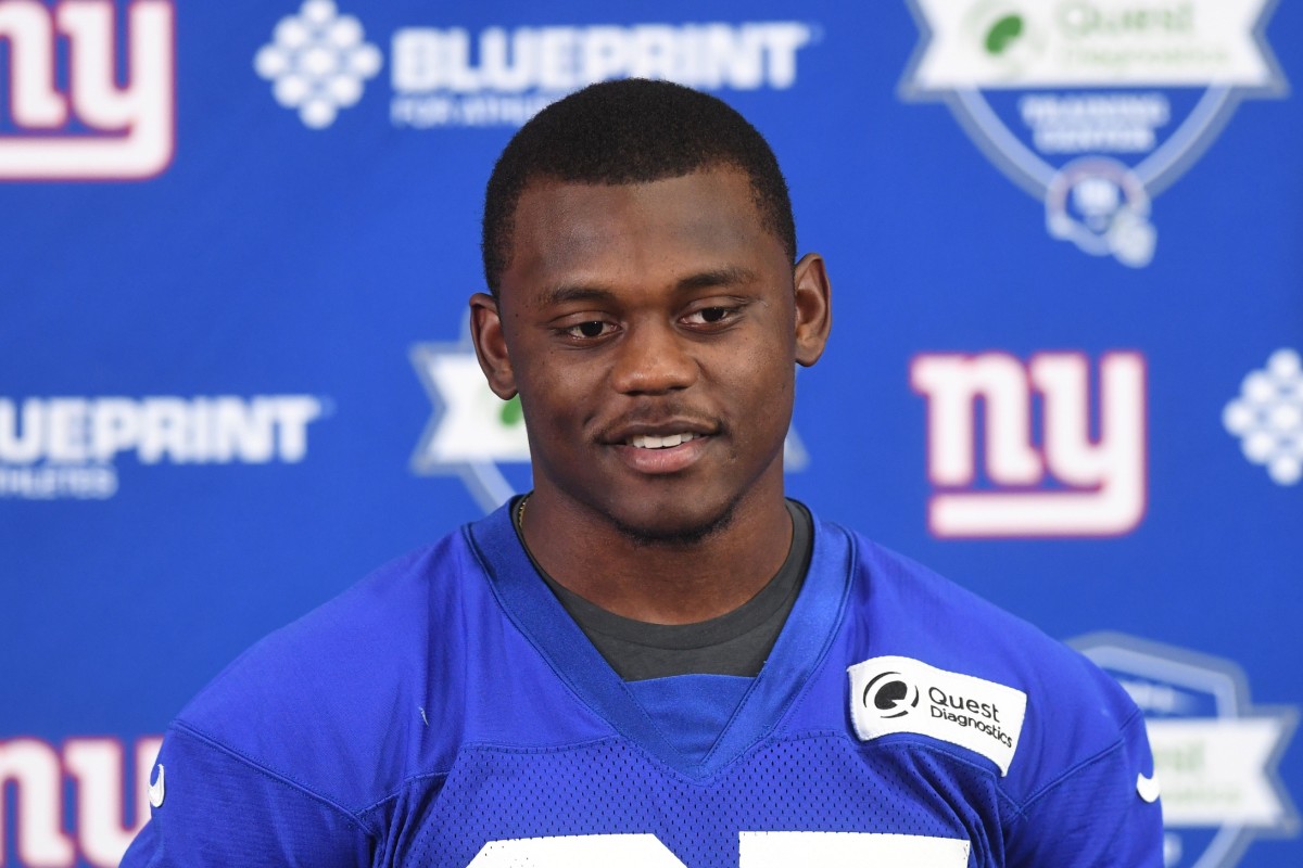 Deandre Baker during New York Giants Rookie Minicamp at the Quest Diagnostics Training Center on Friday, May 3, 2019.