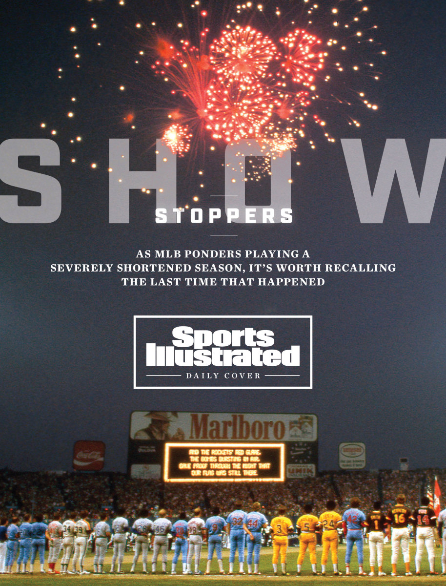 Fireworks explode over the 1981 MLB All-Star Game.