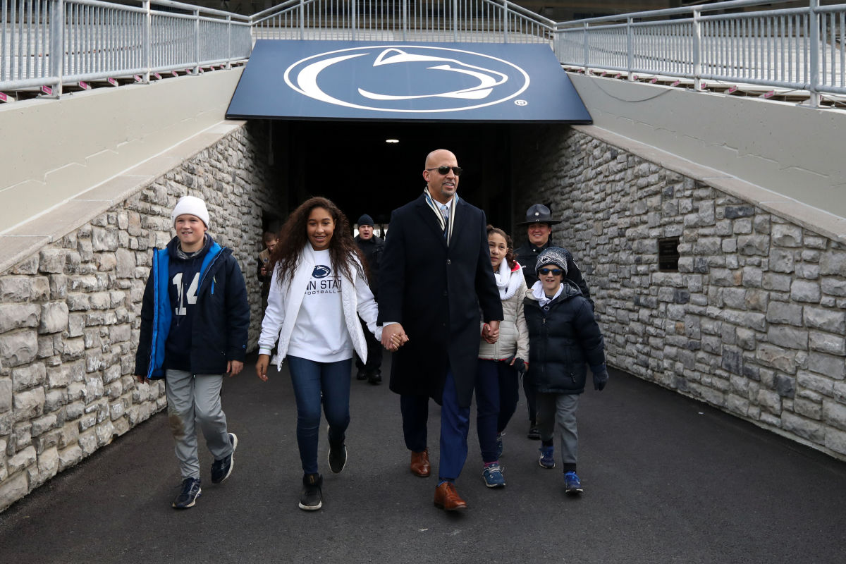 Penn State coach James Franklin with daughters Shola (left) and Addison.