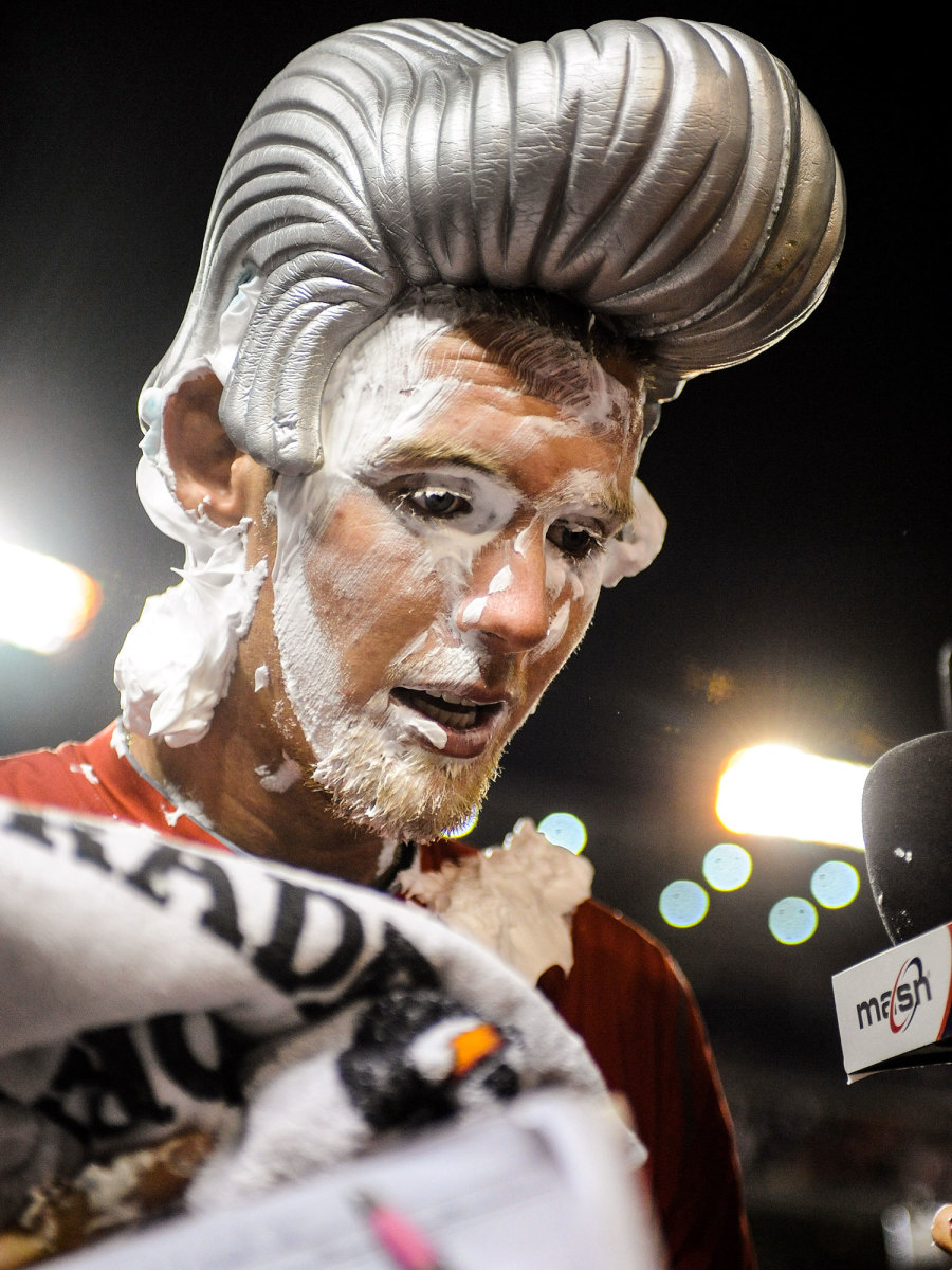 Stephen Strasburg gives an interview after his MLB debut.