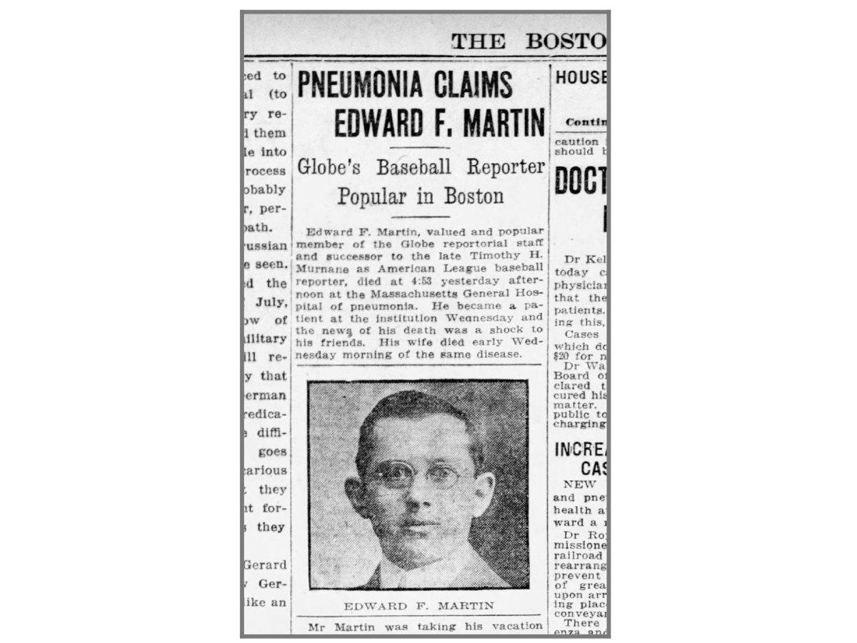 Newspaper clipping on the death of Edward Martin