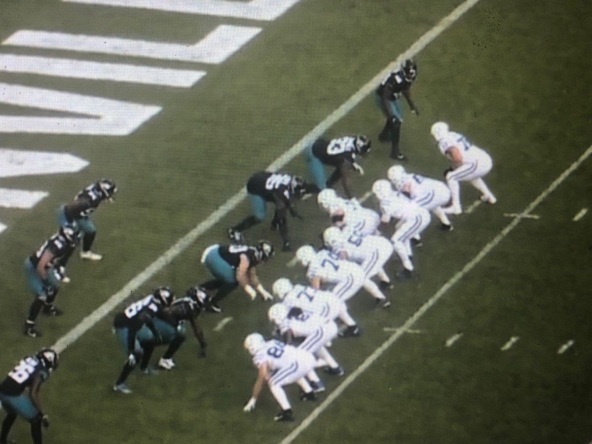 The Jaguars defense in a 50 front against the Indianapolis Colts in Week 17, 2019