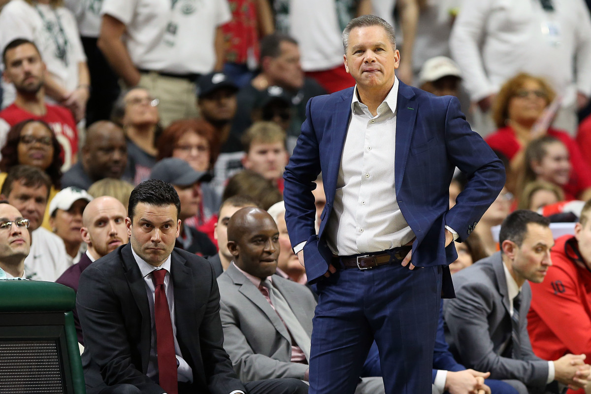 Ohio State head coach Chris Holtmann looks on with frustration as the Buckeyes compete