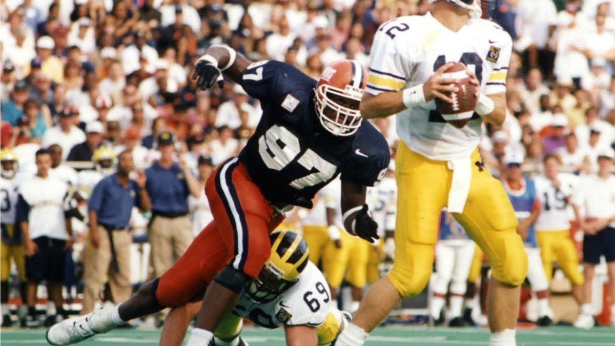 Simeon Rice (97) is the all-time leader at Illinois in the Big Ten Conference in sacks with 44.5.