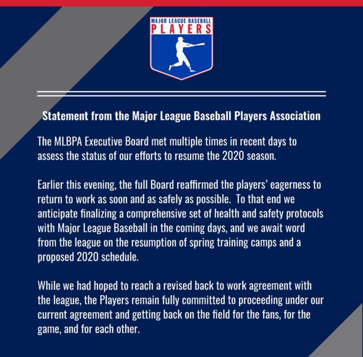 MLBPA statement 06-22-2020