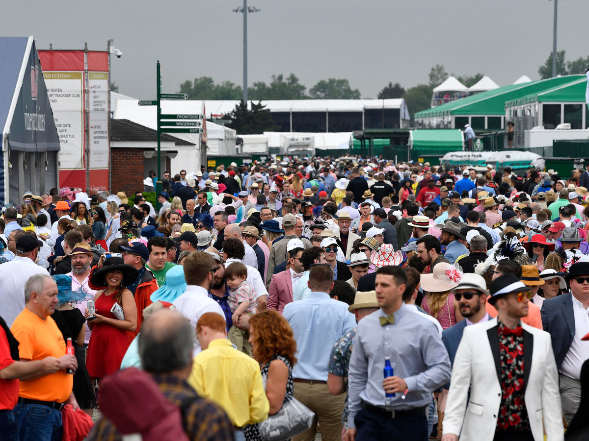 A general view of fans in the infield during the 145th running of the Kentucky Derby at Churchill Downs.