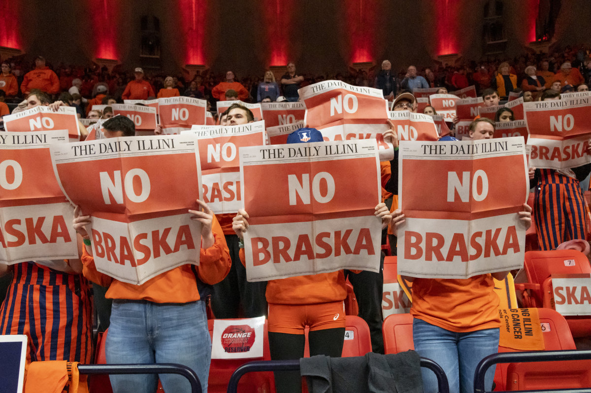 The universal reaction to Illinois' placement in Pat Forde's realignment will be the headline the 'Orange Krush' student section is holding up during pre-game announcements of the Nebraska-Illinois game at State Farm Center: No. 