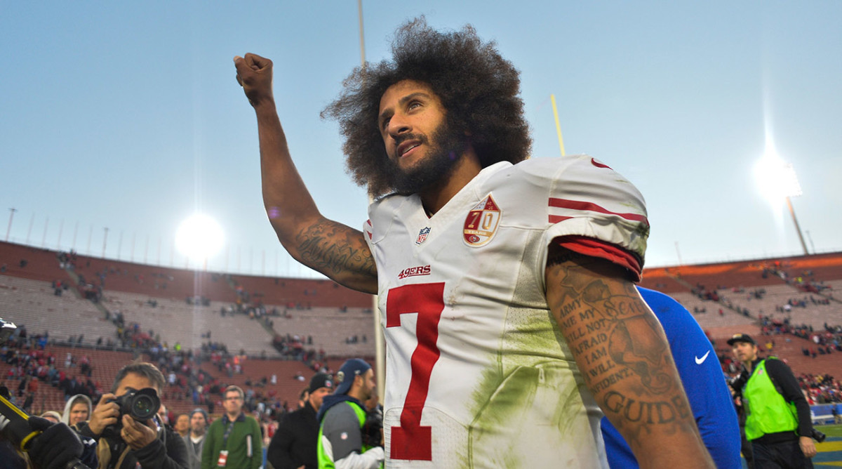 Colin Kaepernick celebrates after a game