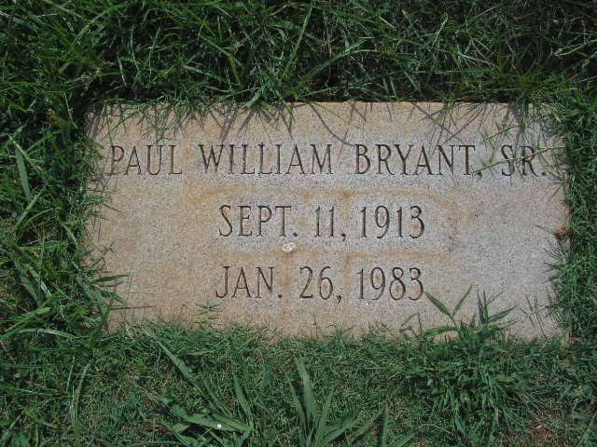Paul William Bryant grave marker