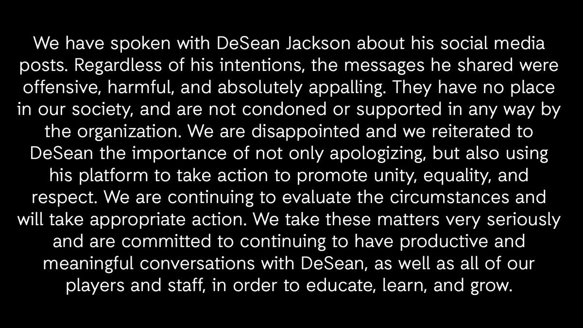 Eagles statement on DeSean Jackson