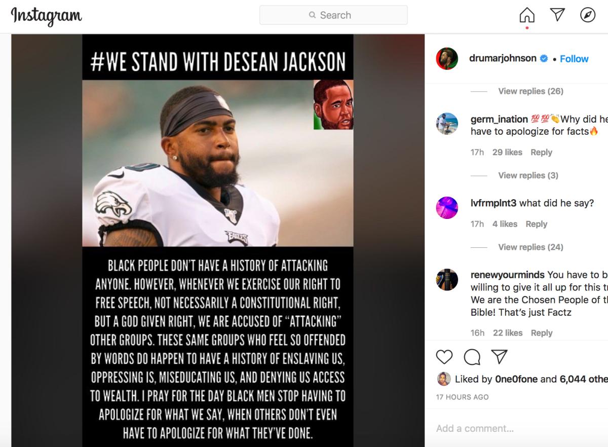 Post liked by DeSean Jackson
