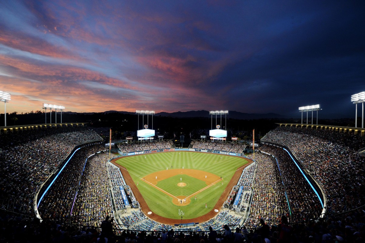 July 24, 2019; Los Angeles, CA, USA; General view as the Los Angeles Dodgers play against the Los Angeles Angels during the fourth inning at Dodger Stadium. The Dodgers will host the 2020 MLB all star game. Mandatory Credit: Gary A. Vasquez-USA TODAY Sports