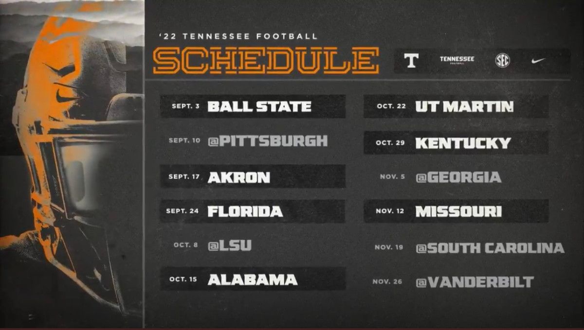 Just In Tennessee Releases 2022 Football Schedule Sports Illustrated Just In Tennessee Releases 2022 Football Schedule Sports Illustrated