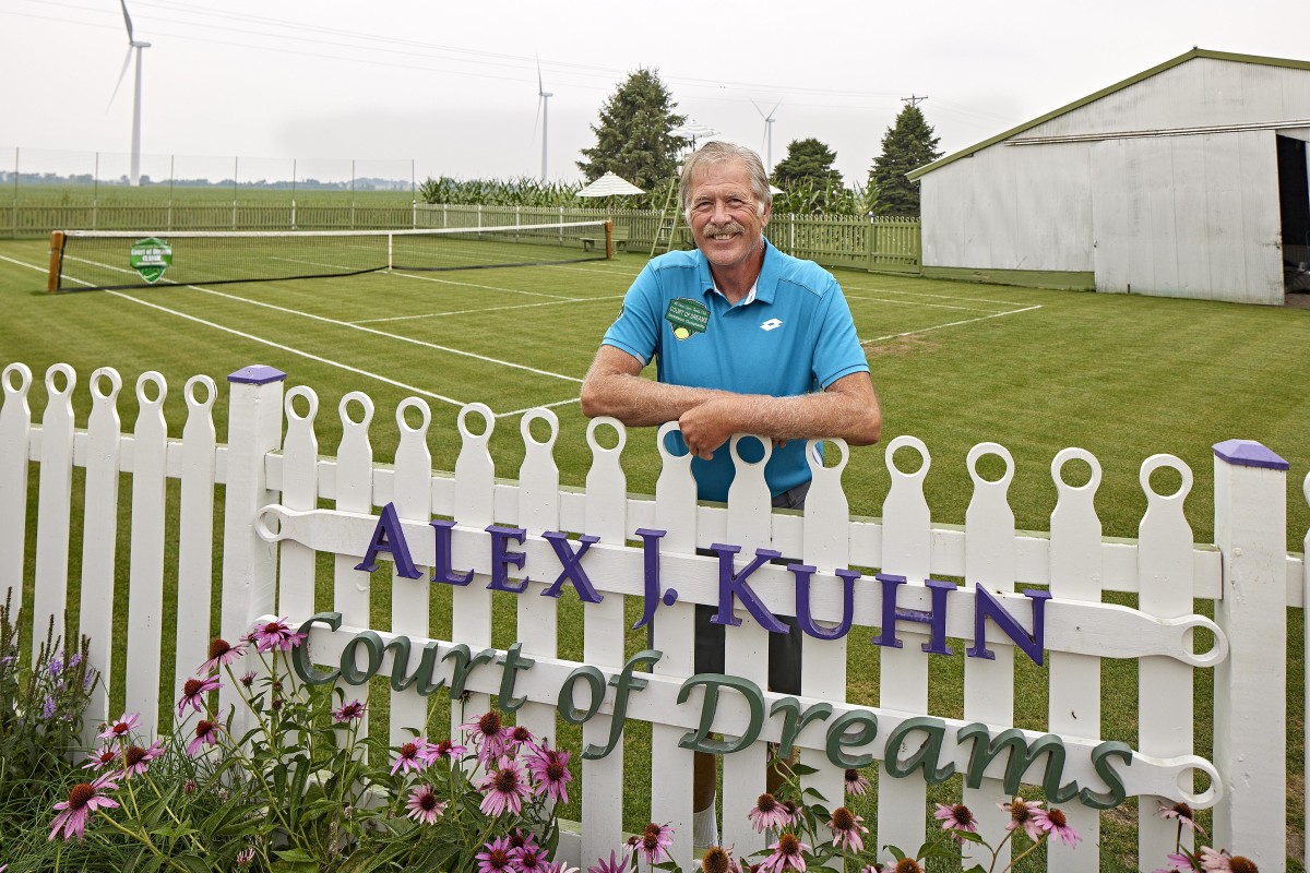 Mark Kuhn built the All Iowa Lawn Tennis Club on his family's farm. These days, it also honors his late son.