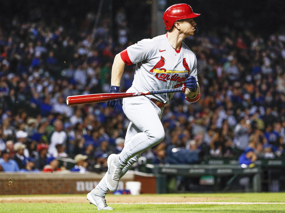 Sep 24, 2021; Chicago, Illinois, USA; St. Louis Cardinals left fielder Tyler O'Neill (27) rounds the bases after hitting a three-run home run against the Chicago Cubs during the second inning of game 2 of a doubleheader at Wrigley Field.