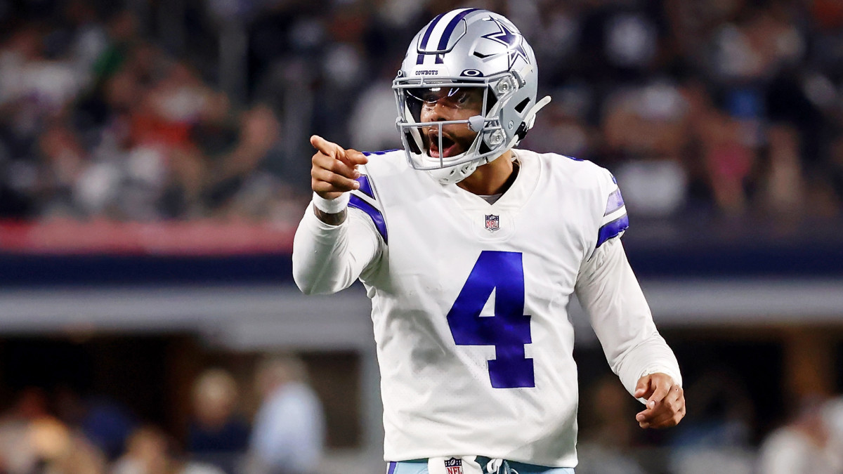 Dak Prescott celebrates during the Cowboys' Monday night victory over the Eagles