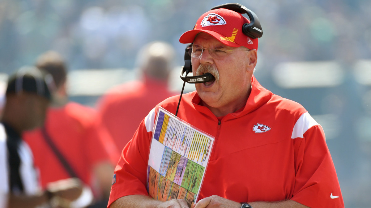 Kansas City Chiefs head coach Andy Reid during the first quarter against the Philadelphia Eagles at Lincoln Financial Field.