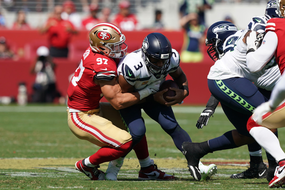 Russell Wilson sacked by Nick Bosa