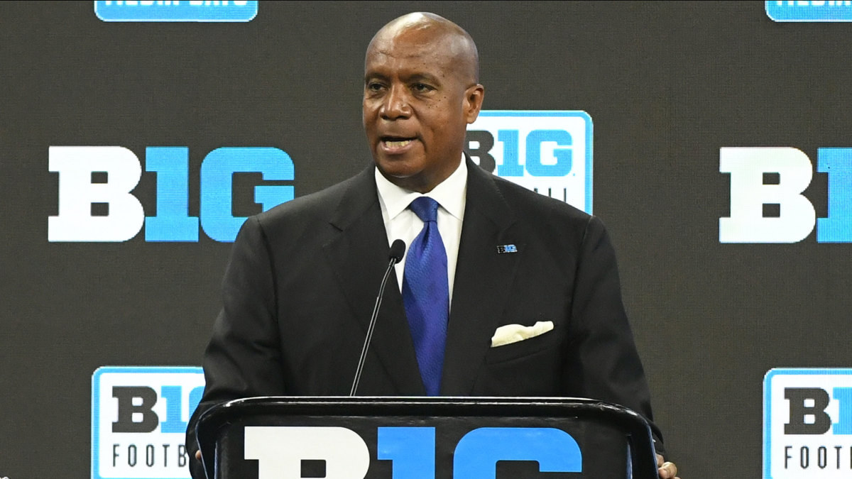 Big Ten commissioner Kevin Warren speaks at football media day