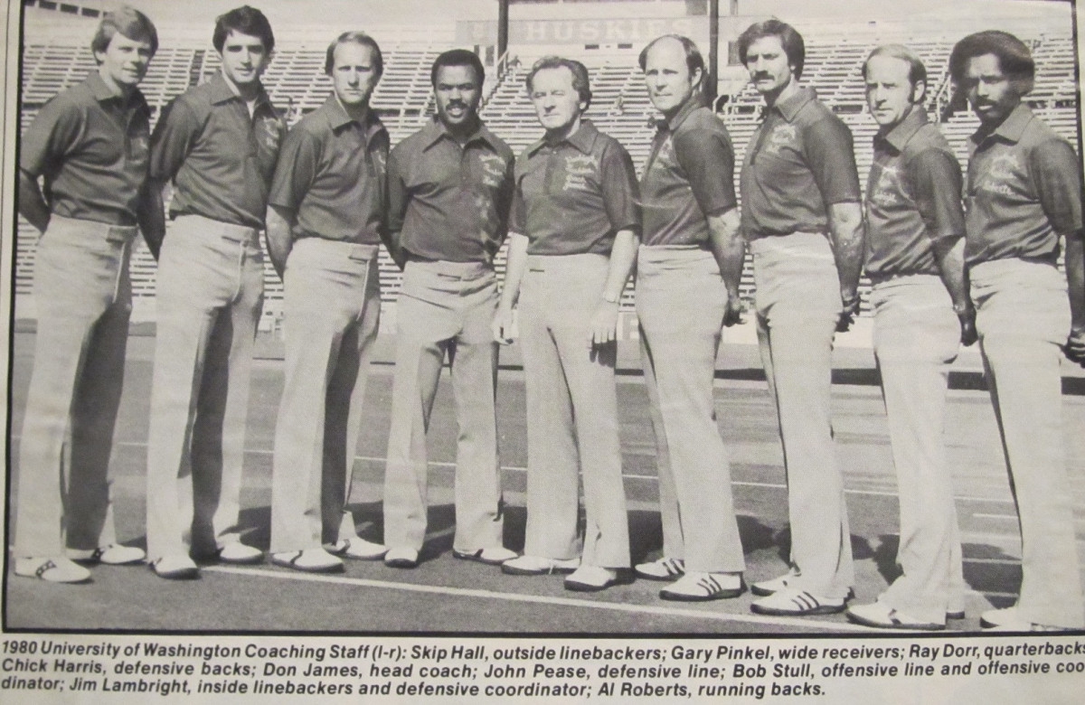Skip Hall, far left, came to the UW with Don James.