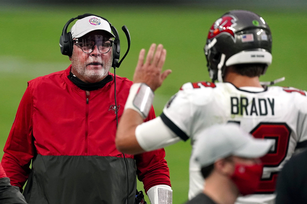 Brady with his new, more emotive coach, Arians.
