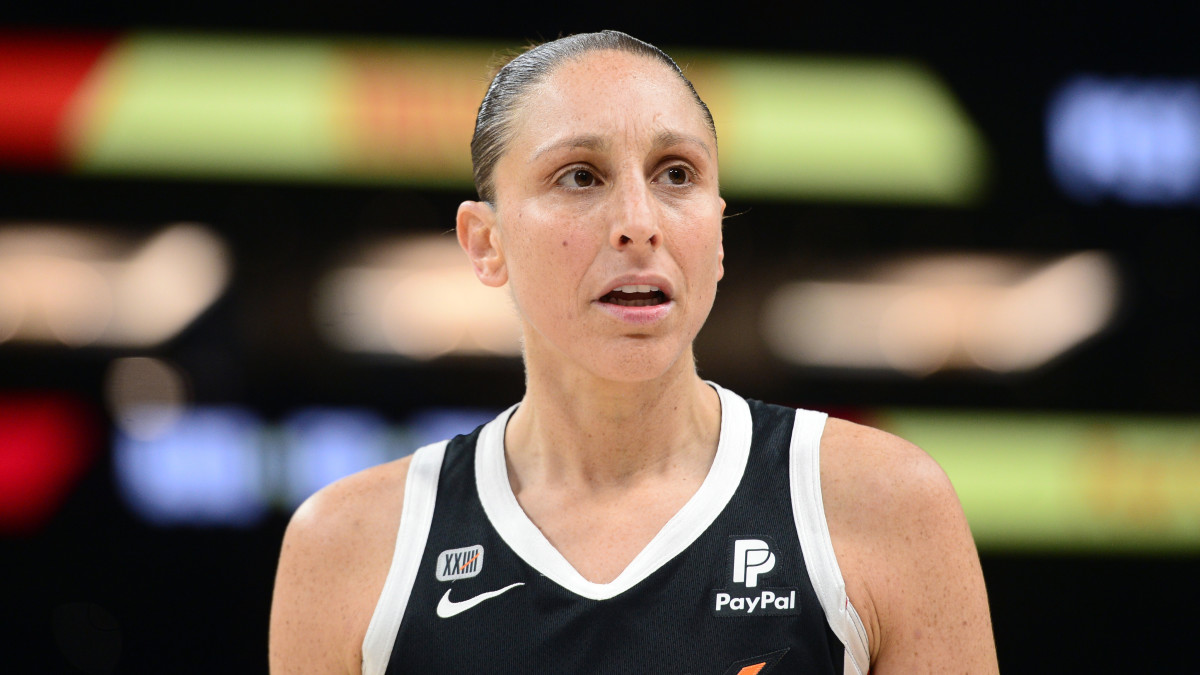 Phoenix Mercury guard Diana Taurasi (3) looks on against the Chicago Sky during the second half of Game 2 of the 2021 WNBA Finals at Footprint Center.