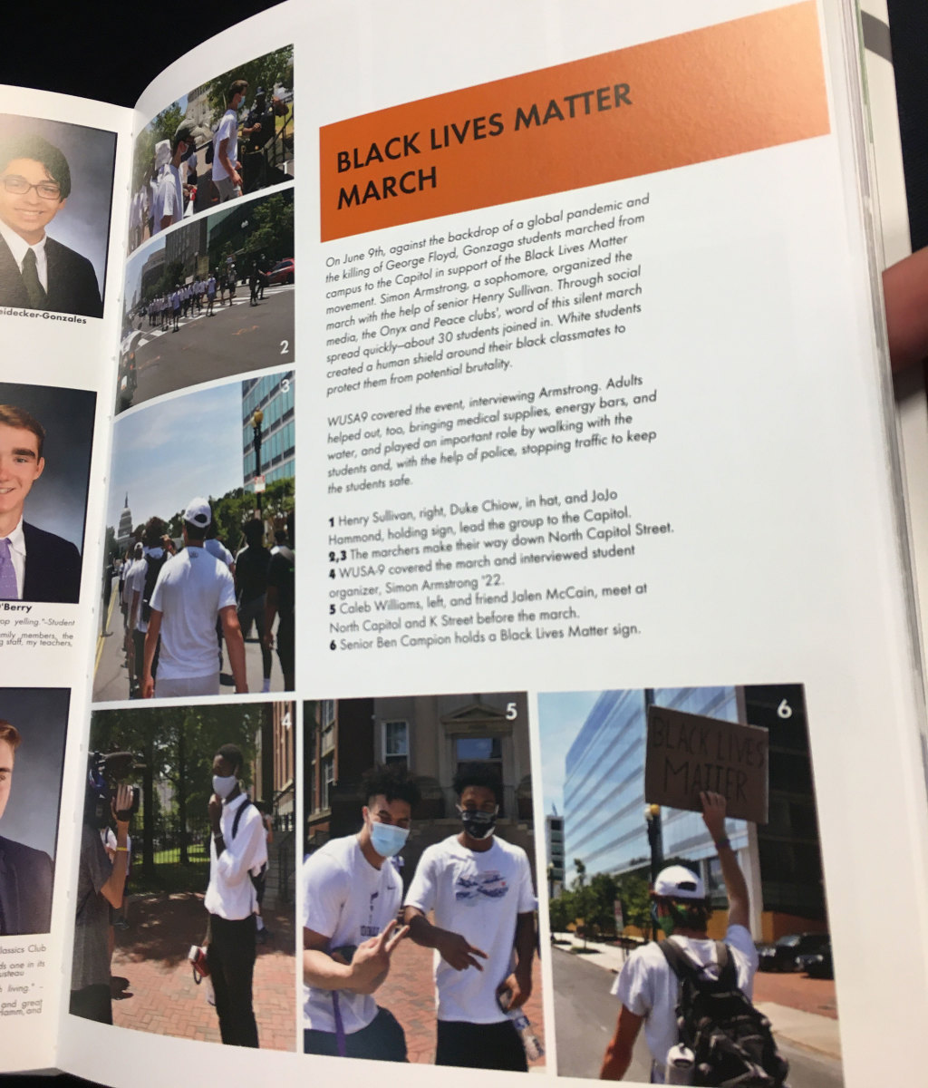 Caleb Williams appears in the Gonzaga yearbook for participating in a Black Lives Matter march