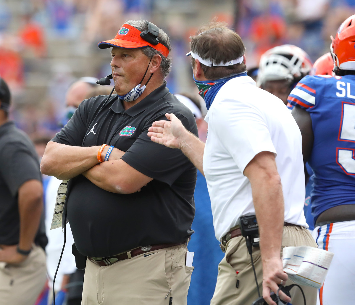 Dan Mullen yelling at Todd Grantham during the 2020 Kentucky game.